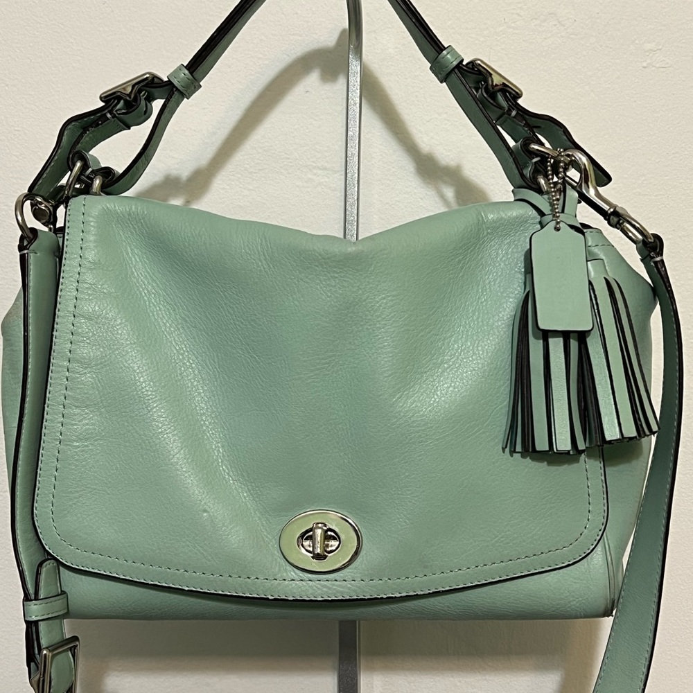 Coach Mint Green Leather Shoulder Bag